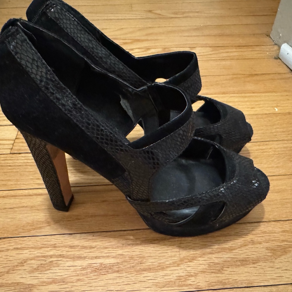 White House Black Market Black Peep-Toe Platform Heels
